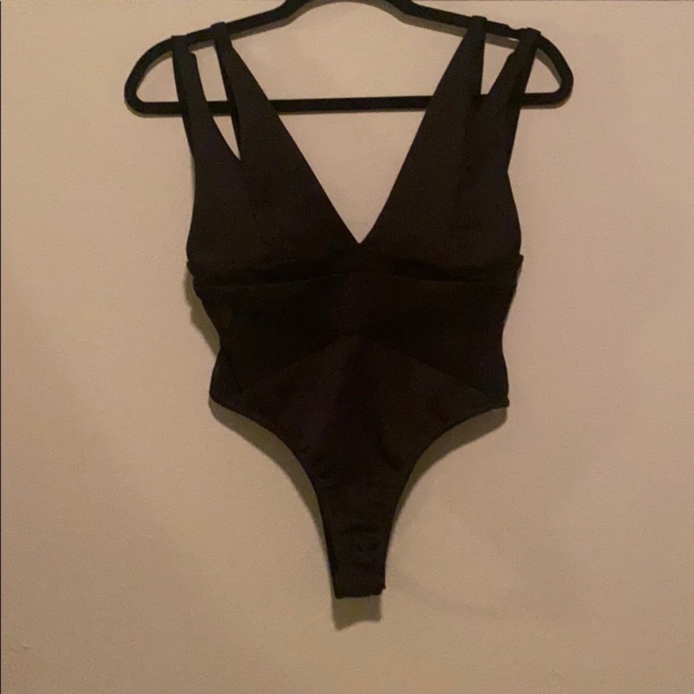 Nasty gal black bodysuit with mesh sides